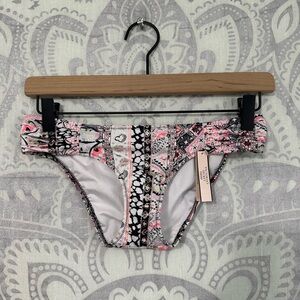 Nwt $24 Victorias Secret The Knockout Bikini Bottom Black Pink Gold White XS
